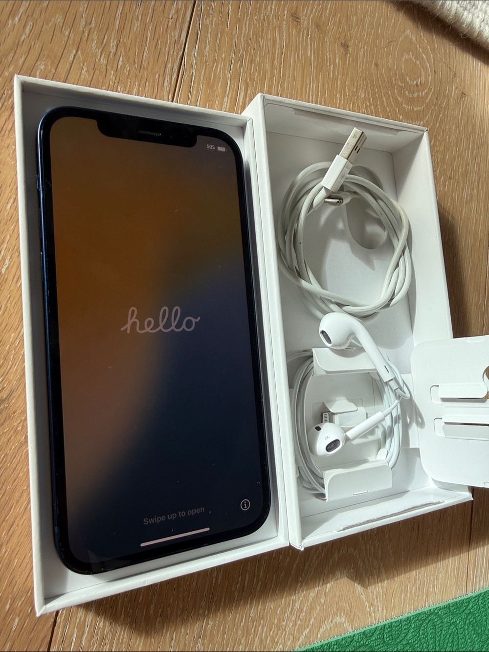 Apple iPhone 12 Navy Blue with Headphones and USB A Charging Cable 64GB